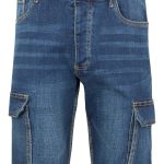 Stretch multi-pocket denim bermuda shorts