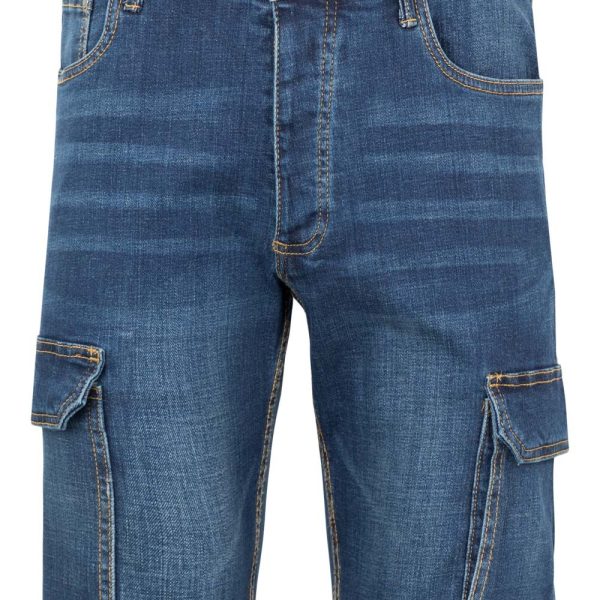 Stretch multi-pocket denim bermuda shorts