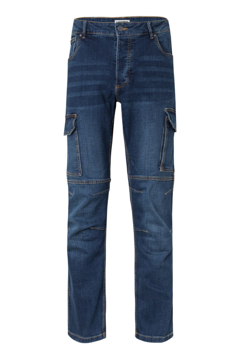 Stretch multi-pocket denim trousers