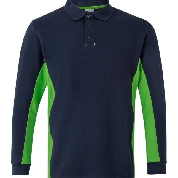 Two-Tone Long Sleeve Polo Shirt