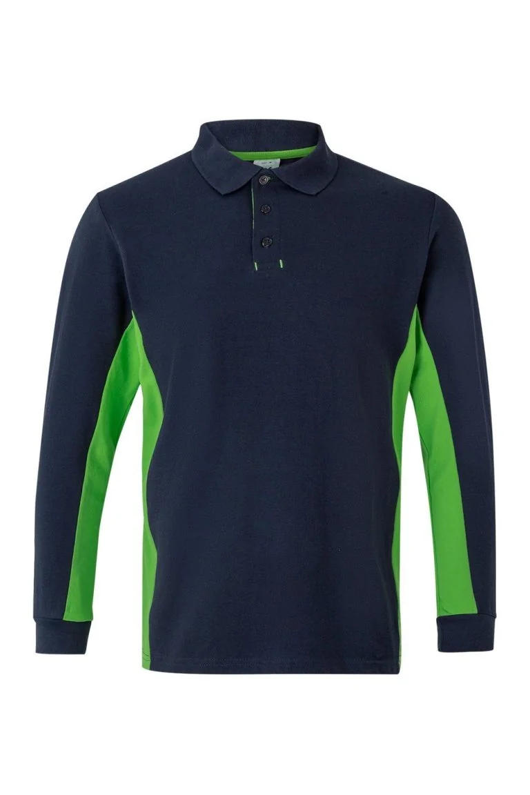 Two-Tone Long Sleeve Polo Shirt