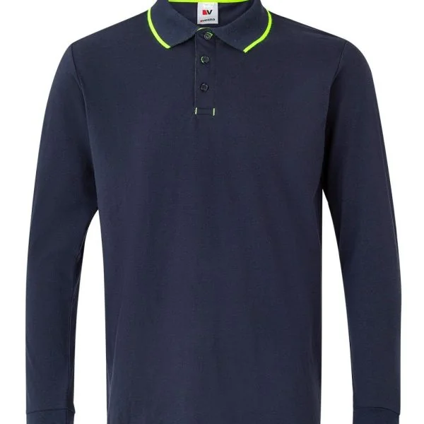 Two-Tone Long Sleeve Polo Shirt