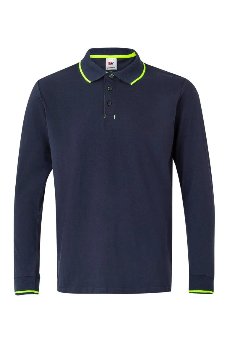 Two-Tone Long Sleeve Polo Shirt