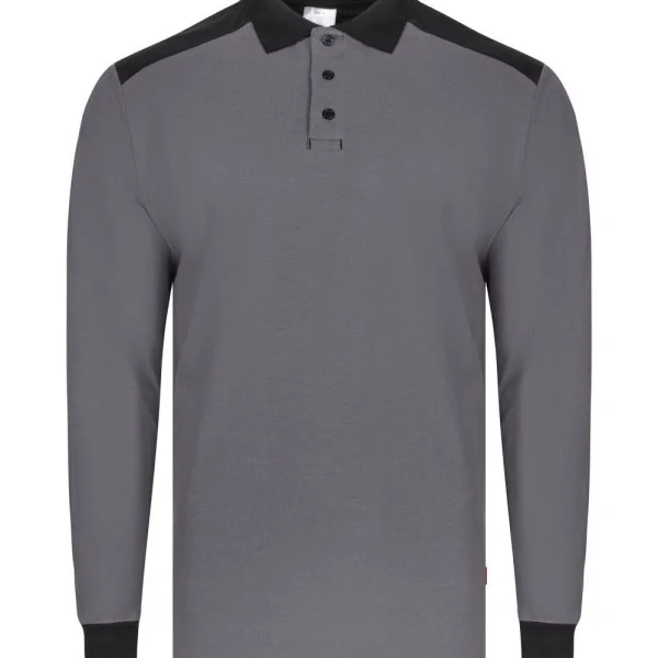 Long sleeve two-tone stretch polo shirt gallery