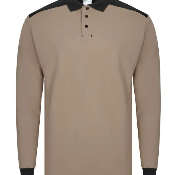 Long sleeve two-tone stretch polo shirt gallery