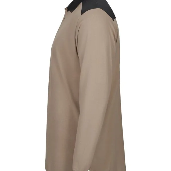 Long sleeve two-tone stretch polo shirt gallery