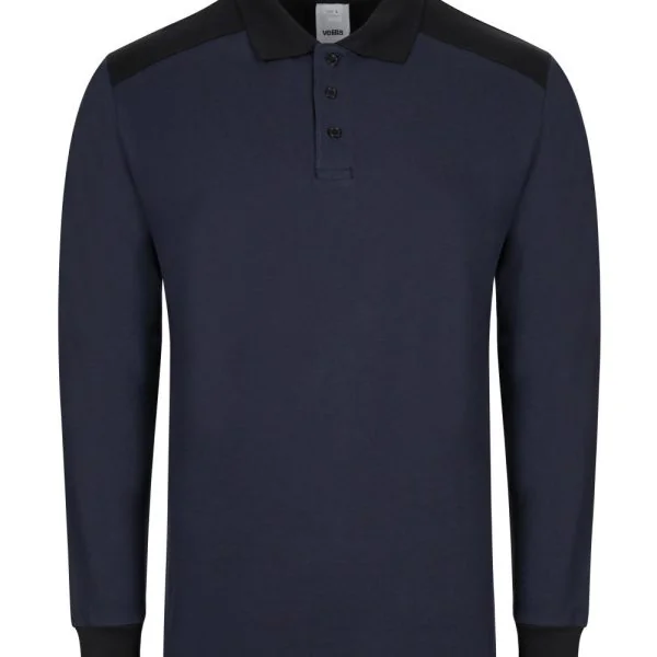 Long sleeve two-tone stretch polo shirt gallery