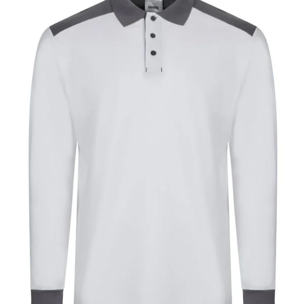 Long sleeve two-tone stretch polo shirt