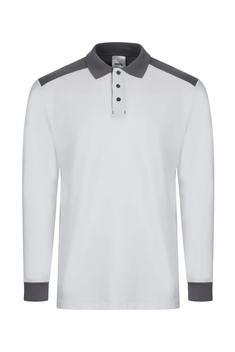 Long sleeve two-tone stretch polo shirt