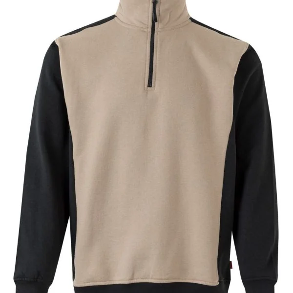 Two tone turtleneck half-zip sweatshirt
