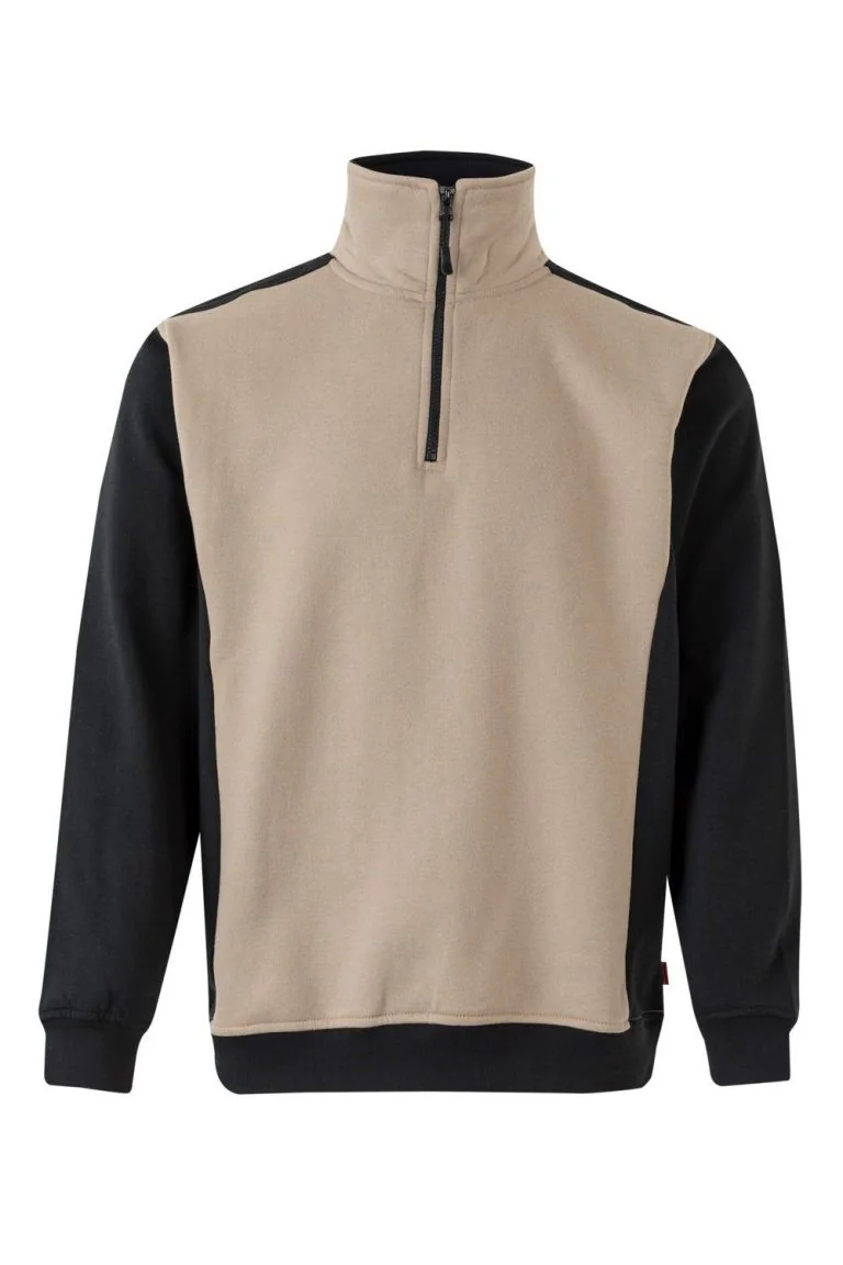 Two tone turtleneck half-zip sweatshirt