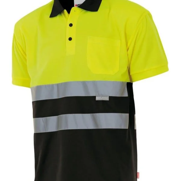 Two-tone short sleeve polo shirt gallery