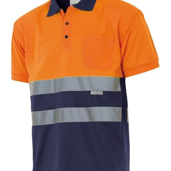 Two-tone short sleeve polo shirt gallery