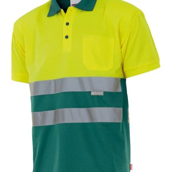 Two-tone short sleeve polo shirt gallery