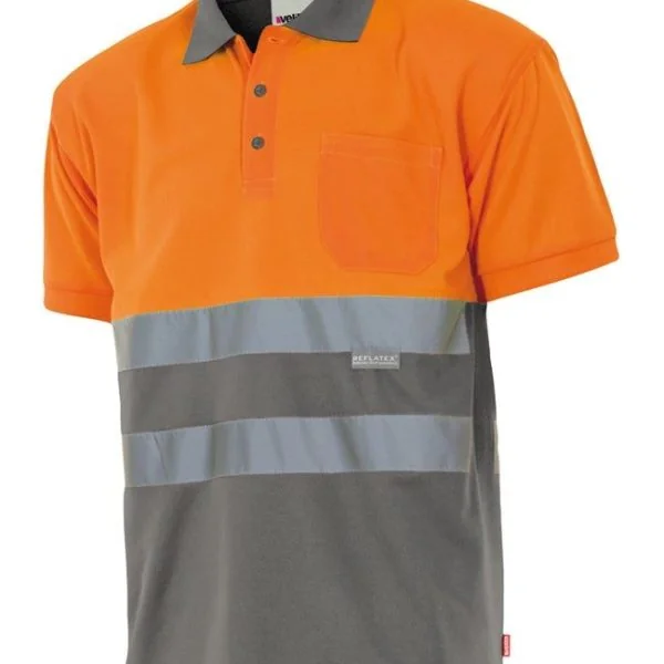 Two-tone short sleeve polo shirt gallery