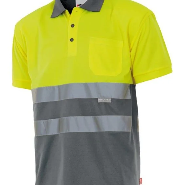 Two-tone short sleeve polo shirt gallery