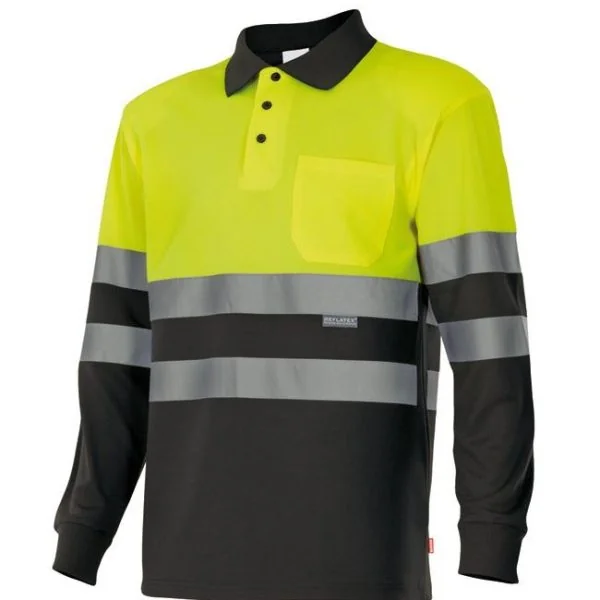 Two-tone long sleeve polo shirt gallery