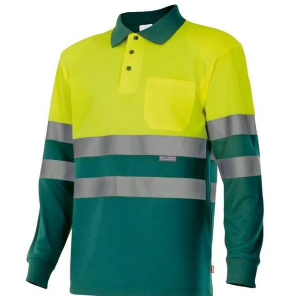Two-tone long sleeve polo shirt gallery