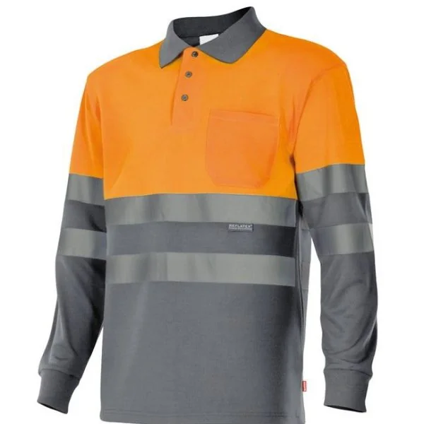 Two-tone long sleeve polo shirt gallery