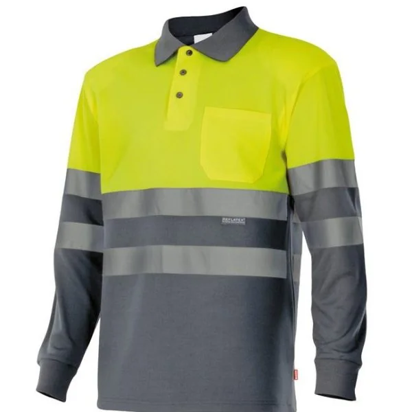 Two-tone long sleeve polo shirt gallery