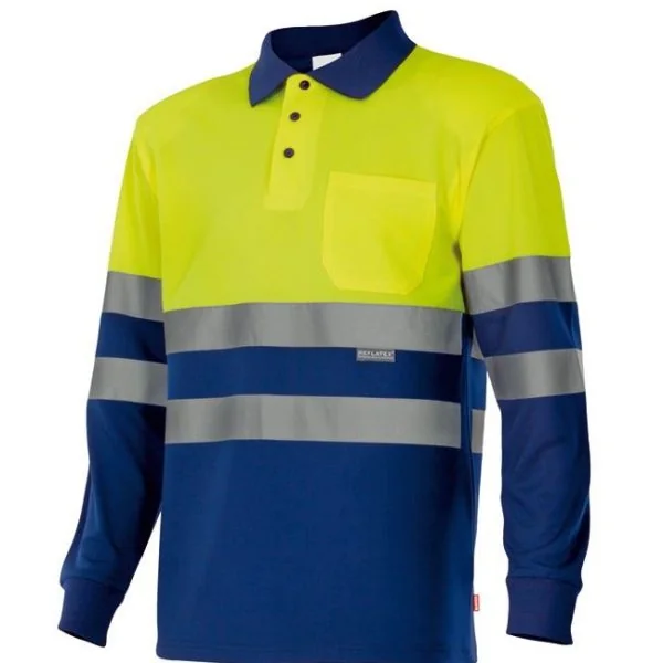 Two-tone long sleeve polo shirt gallery