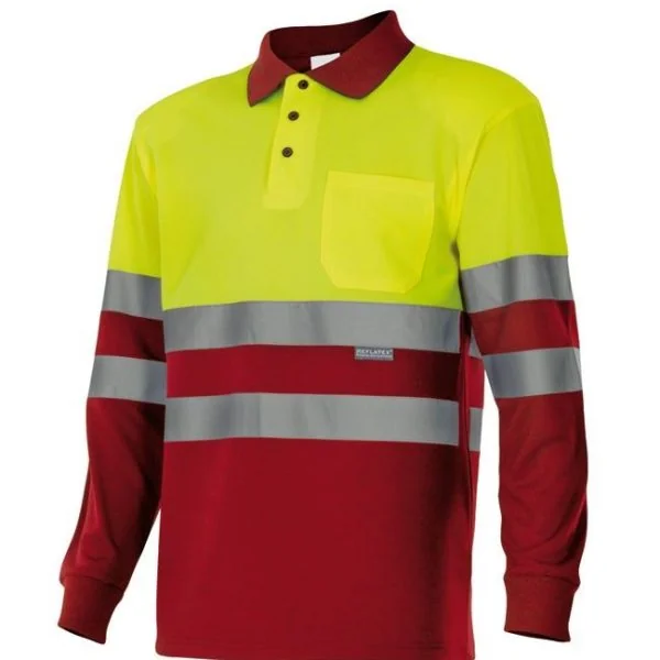Two-tone long sleeve polo shirt gallery