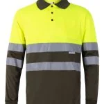 Two-tone long sleeve polo shirt