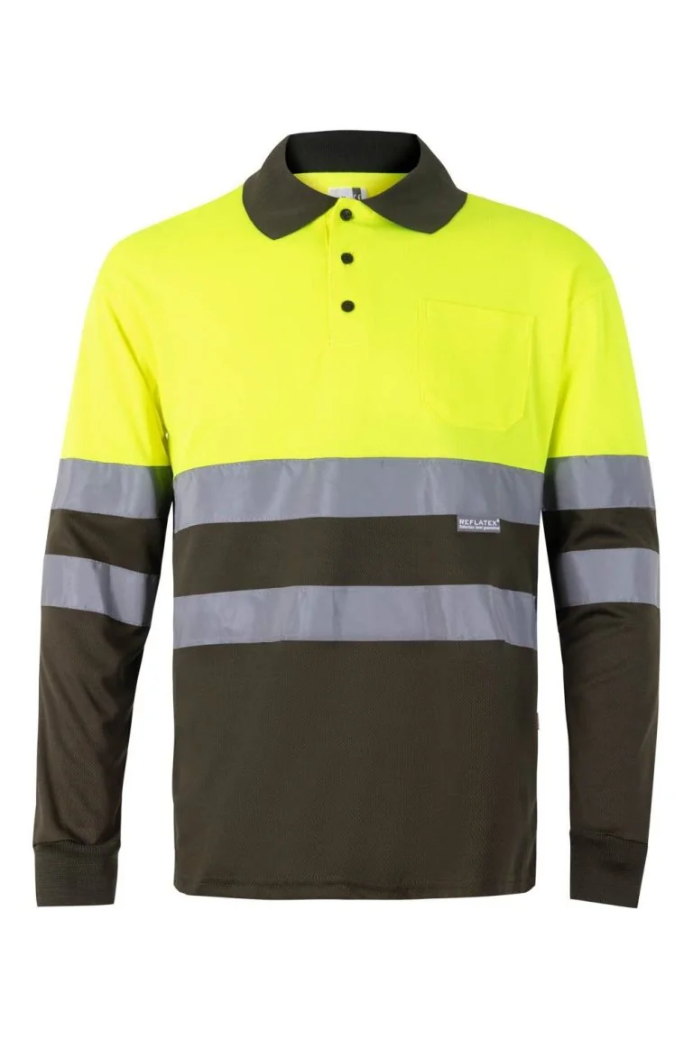 Two-tone long sleeve polo shirt