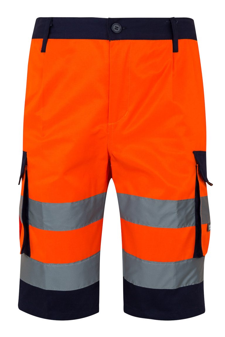 Two-tone multi-pocket bermuda shorts
