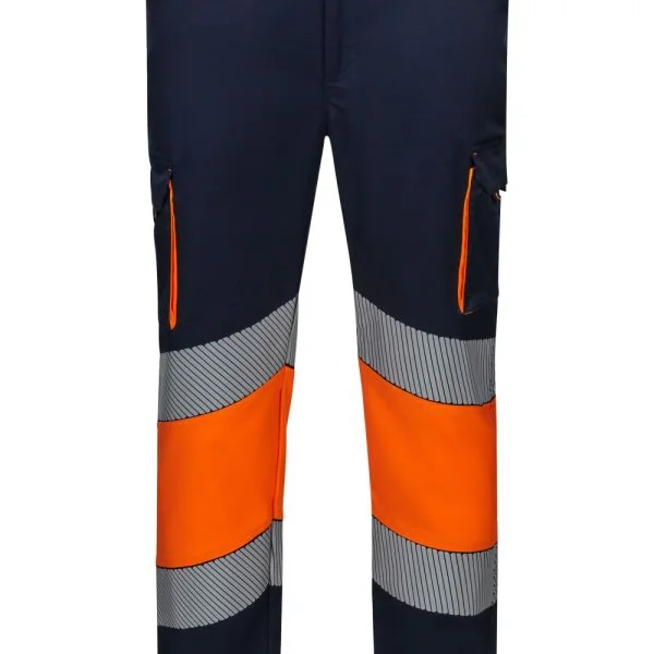 Two-tone stretch trousers with segmented tape gallery