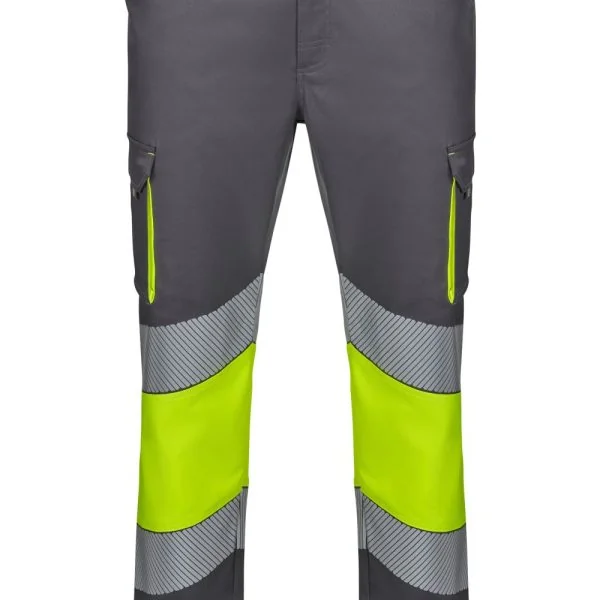 Two-tone stretch trousers with segmented tape