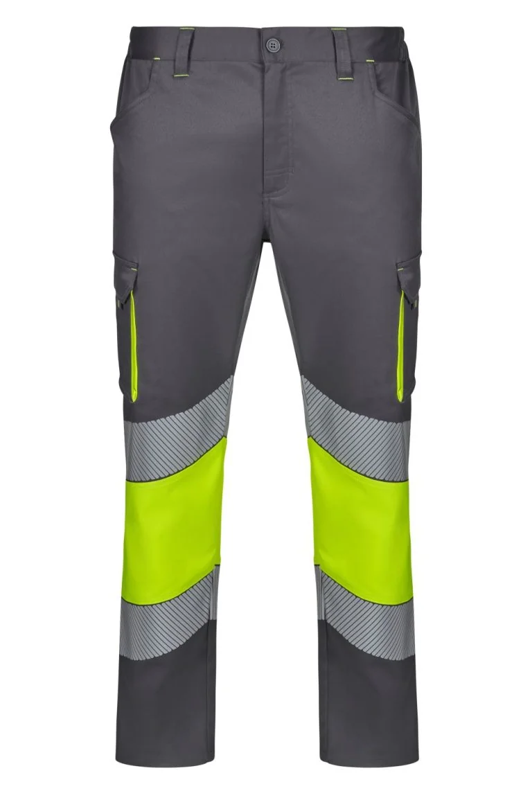 Two-tone stretch trousers with segmented tape