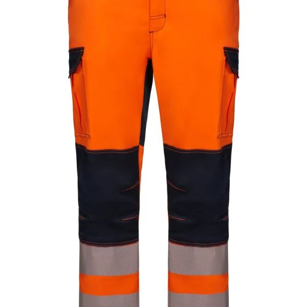 Stretch trousers with knee pads and segmented tape gallery