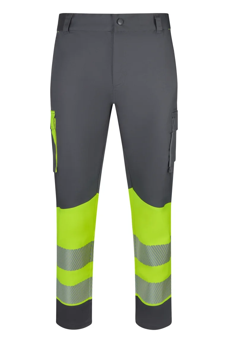 Two-tone recycled stretch trousers with segmented tape