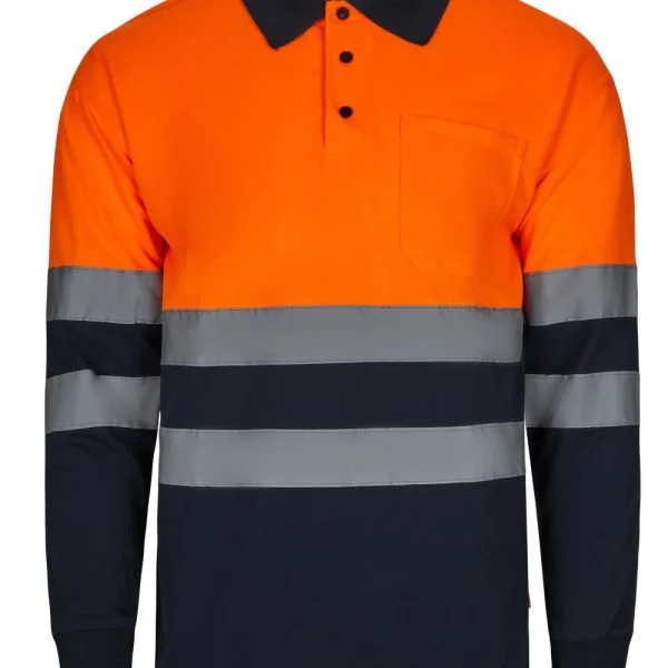 Two-tone long sleeve polo shirt gallery