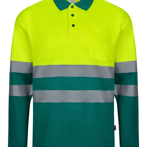 Two-tone long sleeve polo shirt gallery