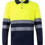 Two-tone long sleeve polo shirt