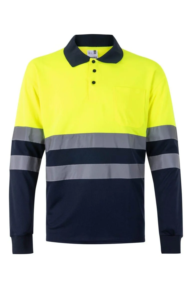 Two-tone long sleeve polo shirt