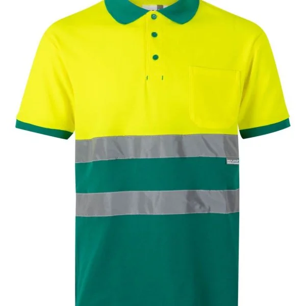 Short sleeve two-tone cotton polo shirt