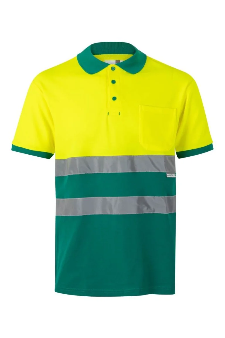 Short sleeve two-tone cotton polo shirt