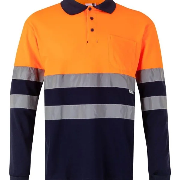 Long sleeve two-tone cotton polo shirt gallery
