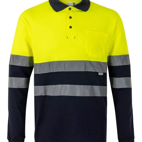 Long sleeve two-tone cotton polo shirt gallery