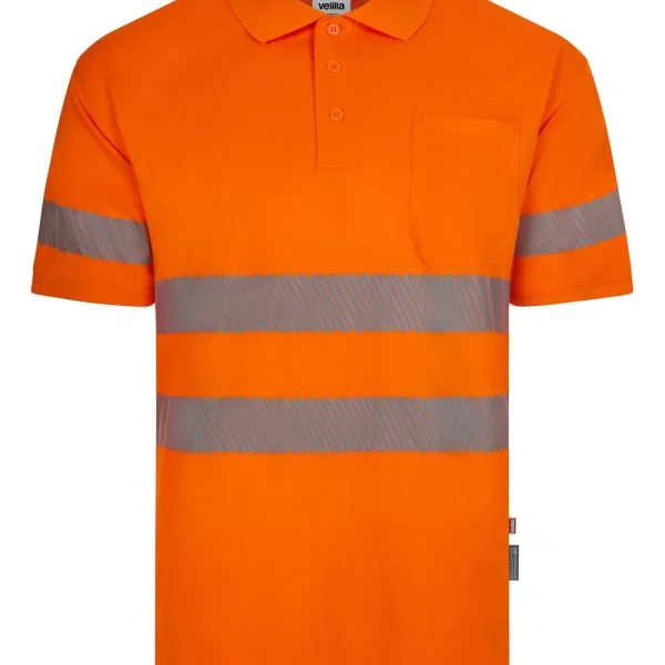 Short sleeve recycled polyester polo shirt with segmented tape gallery