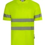 Short sleeve recycled polyester polo shirt with segmented tape