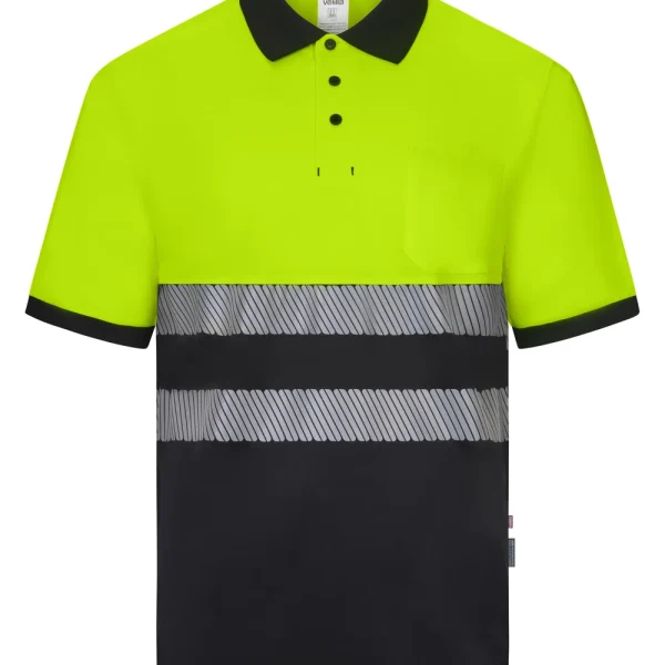 Short sleeve two-tone recycled polyester polo shirt with segmented tape gallery