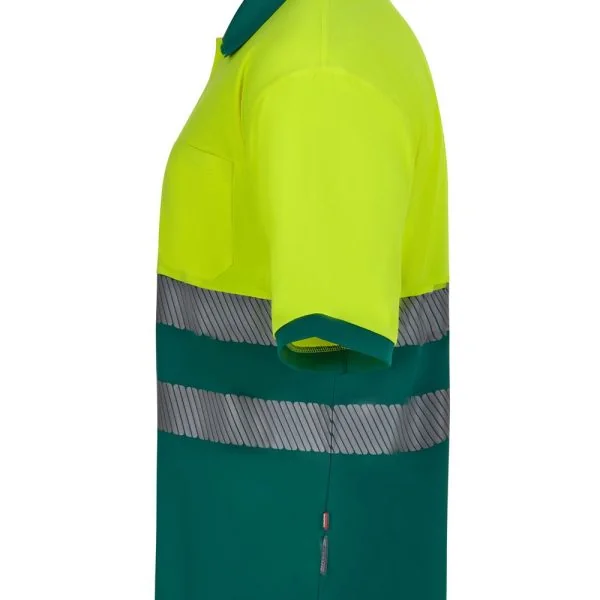 Short sleeve two-tone recycled polyester polo shirt with segmented tape gallery