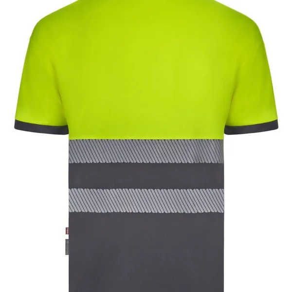 Short sleeve two-tone recycled polyester polo shirt with segmented tape gallery