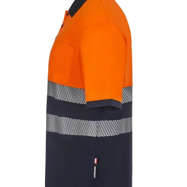 Short sleeve two-tone recycled polyester polo shirt with segmented tape gallery