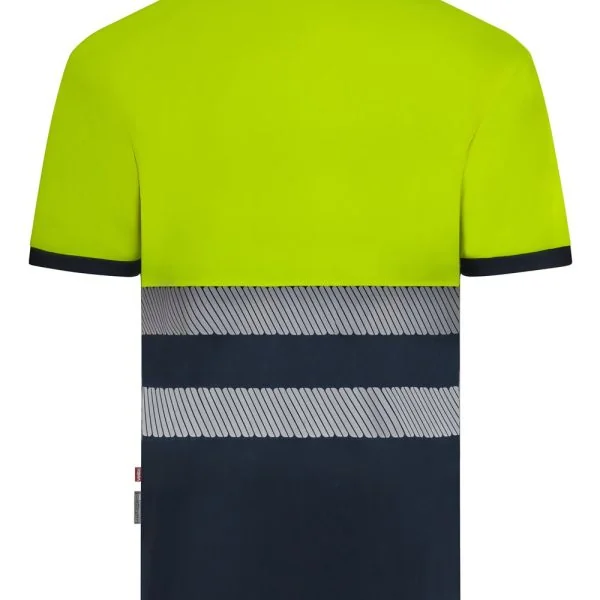 Short sleeve two-tone recycled polyester polo shirt with segmented tape gallery