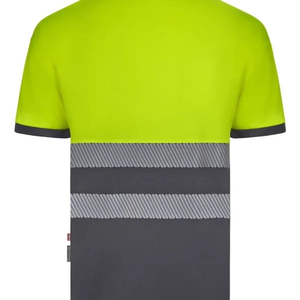 Short sleeve two-tone recycled polyester polo shirt with segmented tape